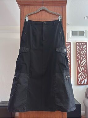 Marithe Francois Girbaud Black Cargo-Style Maxi Skirt 10